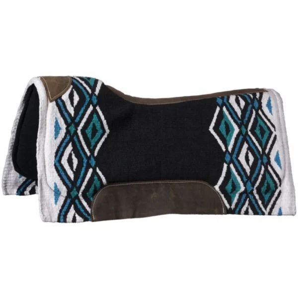 Tough1 Pachanga Contour Wool Saddle PadTough1 Pachanga Contour Wool Saddle Pad  Features:  ·         Large 36” x 34” size fits most show saddles  ·         Heavy 5lb New Zealand wool saddle pad features hand woven designs  ·         1” felt bottom and wear leathers - Image 3